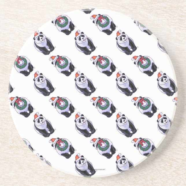 Dessous De Verre En Grès Panda Bear Noël (Devant)