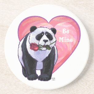 Dessous De Verre En Grès Panda Bear Saint Valentin
