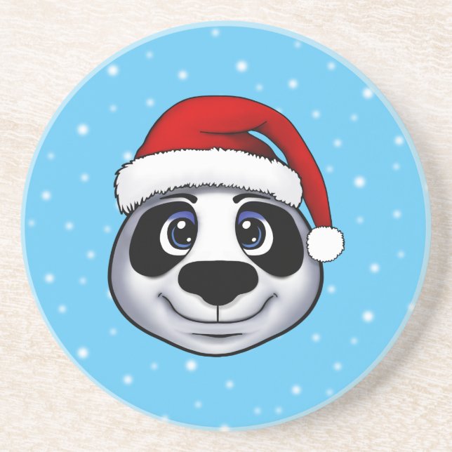 Dessous De Verre En Grès Panda de Noël (Devant)