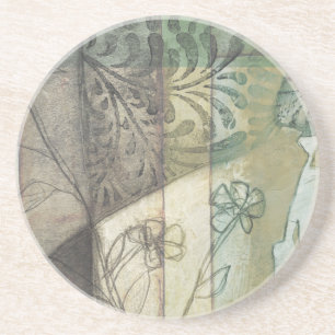 Dessous De Verre En Grès Panneau de jardin avec Feuilles, fleurs et herbe