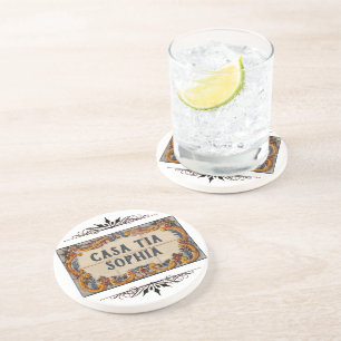Dessous De Verre En Grès Panneau de la maison espagnole (texte personnalisa