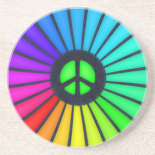 Dessous De Verre En Grès Panneau de paix Rainbow