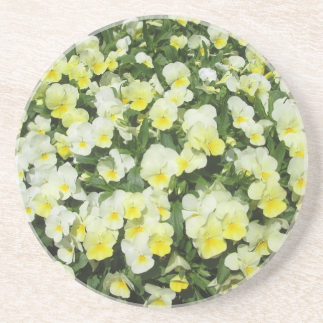 Dessous De Verre En Grès Pansies Bunch Jaune (Devant)