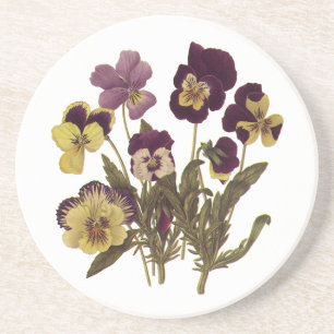 Dessous De Verre En Grès Pansies vintages en Fleur, Fleurs de Jardin Floral