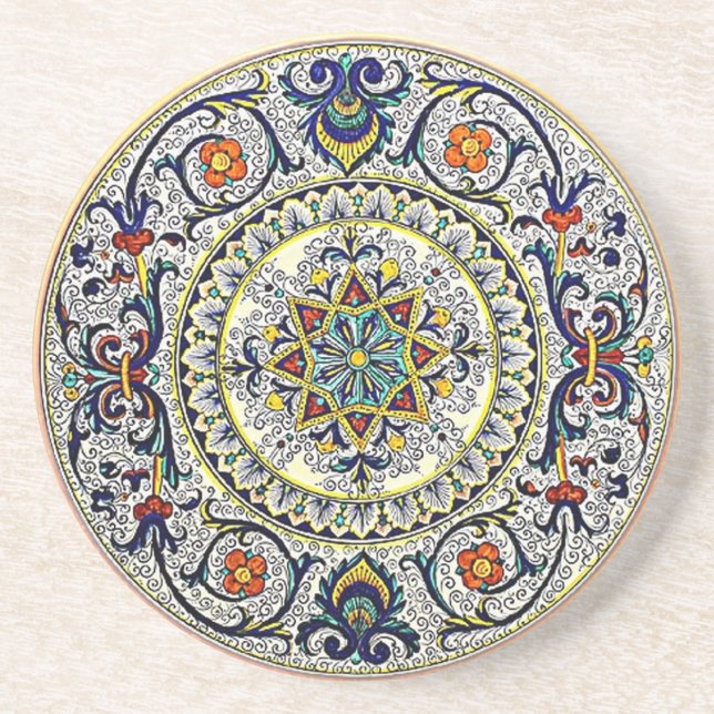 Dessous De Verre En Grès Paon Italie (Devant)