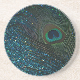 Dessous De Verre En Grès Paon scintillant d'Aqua