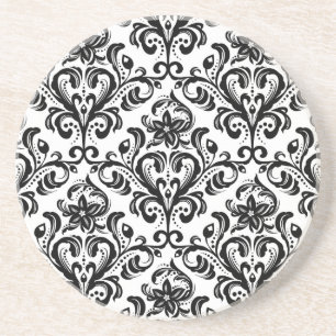 Dessous De Verre En Grès Papier peint floral de damassé