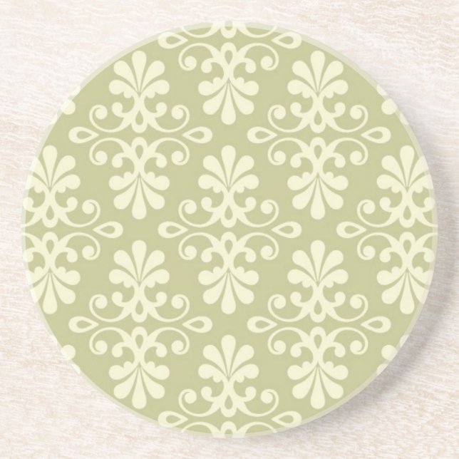 Dessous De Verre En Grès Papier peint floral de damassé (Devant)