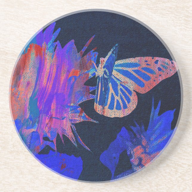 Dessous De Verre En Grès Papillon  (Devant)