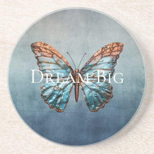 Dessous De Verre En Grès Papillon à texture gris bleu