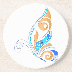 Dessous De Verre En Grès Papillon Abstrait