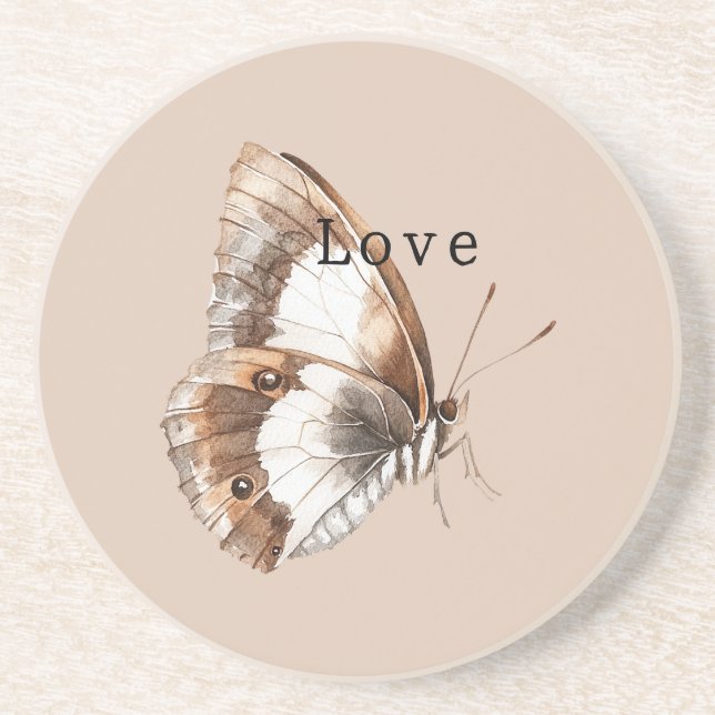 Dessous De Verre En Grès Papillon blanc crème (Devant)