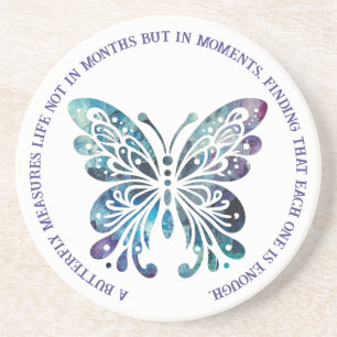 Dessous De Verre En Grès Papillon - Blues Royales, Purples et Verts avec de