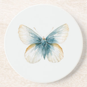 Dessous De Verre En Grès Papillon Crème Bleu Joli