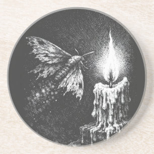 Dessous De Verre En Grès Papillon de nuit vers la flamme — par BurnsInHell