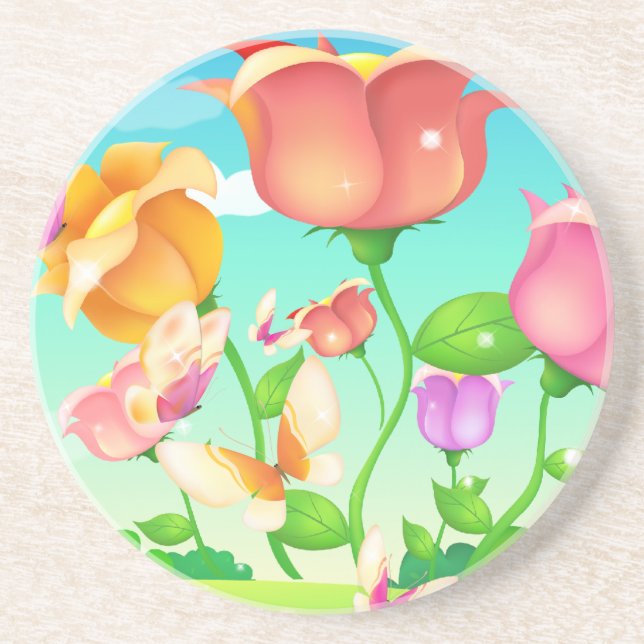 Dessous De Verre En Grès Papillon du jardin de Tulip (Devant)