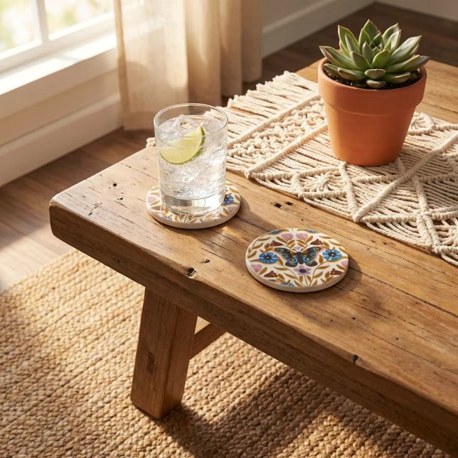 Dessous De Verre En Grès Papillon Kaleidoscope (Créateur téléchargé)