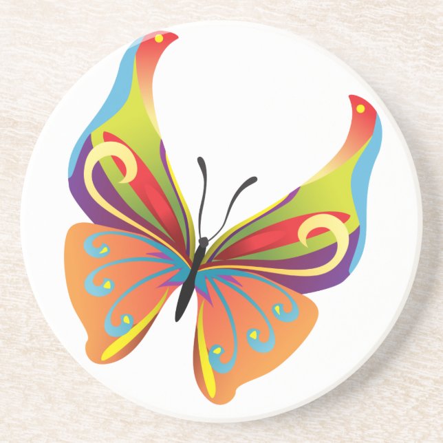 Dessous De Verre En Grès Papillon peint (Devant)