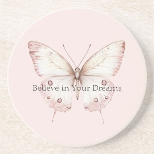 Dessous De Verre En Grès Papillon Rose Pâle Croire en les Rêves