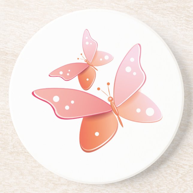 Dessous De Verre En Grès Papillons de pêche (Devant)