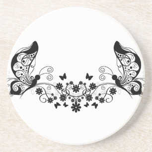 Dessous De Verre En Grès Papillons en dentelle noire 8