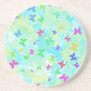 Dessous De Verre En Grès Papillons et marguerites colorés par Shirley Taylo