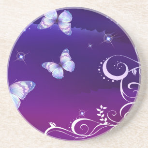 Dessous De Verre En Grès Papillons magiques de minuit