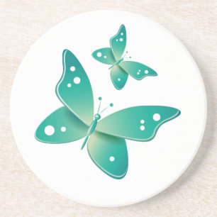 Dessous De Verre En Grès Papillons verts