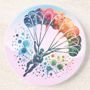 Dessous De Verre En Grès Parachutiste Aquarelle Colorée