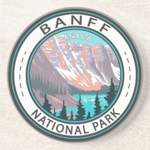 Dessous De Verre En Grès Parc national Banff Moraine Lac Vintage