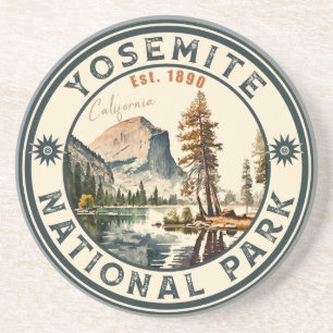 Dessous De Verre En Grès Parc national Yosemite Souvenirs de montagne Vinta