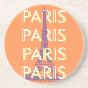 Dessous De Verre En Grès Paris, Art du voyage, Art du voyage rétro, Orange