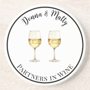Dessous De Verre En Grès Partenaires de vin blanc dans la boisson vin