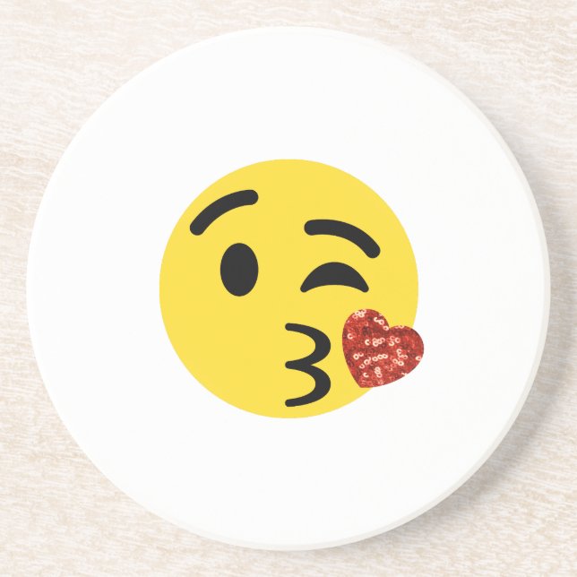 Dessous De Verre En Grès parties scintillant baiser émoji (Devant)