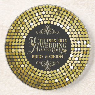 Dessous De Verre En Grès Parties scintillant flamboyante 50e anniversaire d