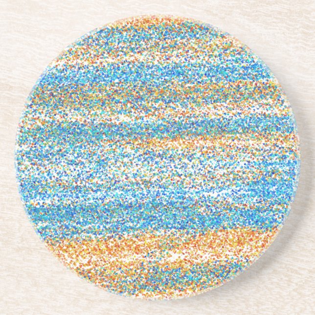 Dessous De Verre En Grès Parties scintillant Gold Blue Abstrait (Devant)
