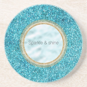 Dessous De Verre En Grès Parties scintillant Mermaid Aqua Glitz