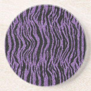Dessous De Verre En Grès Parties scintillant noire violet Zebra Imprimer