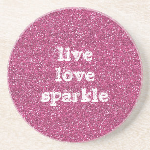 Dessous De Verre En Grès Parties scintillant rose avec Citation étincelante