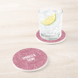 Dessous De Verre En Grès Parties scintillant rose Faux