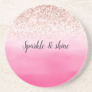 Dessous De Verre En Grès Parties scintillant rose Ombre Blush