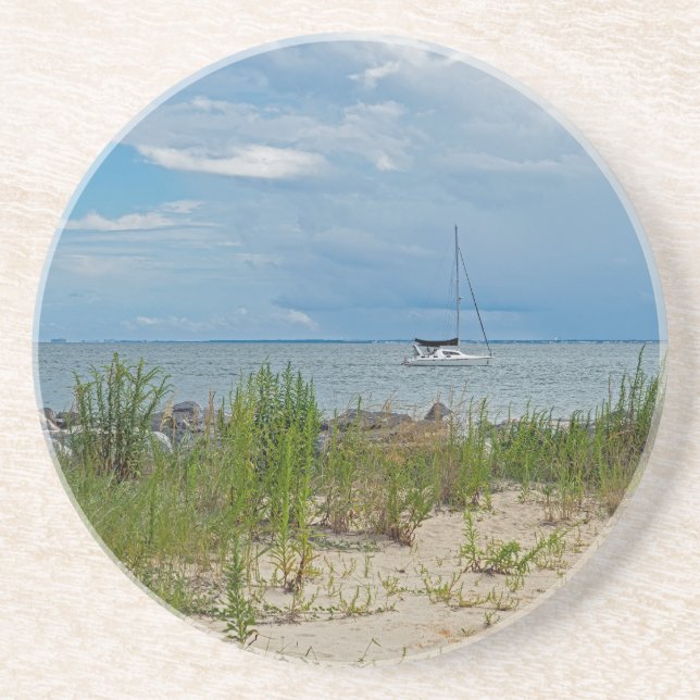 Dessous De Verre En Grès Passé par une plage isolée (Devant)
