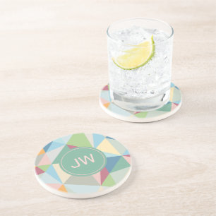 Dessous De Verre En Grès Pastel Colorful Moderne Abstrait Motif géométrique