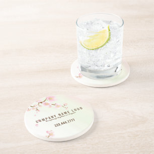 Dessous De Verre En Grès Pastel Rose & Blanc Printemps Cherry Blossom