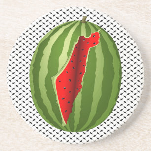 Dessous De Verre En Grès Pastèque Palestine - Slice