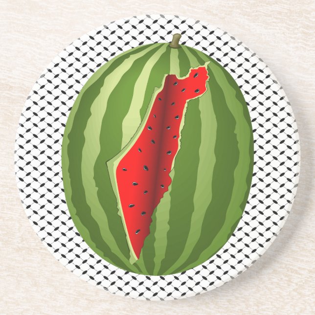 Dessous De Verre En Grès Pastèque Palestine - Slice (Devant)