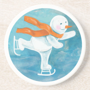Dessous De Verre En Grès Patinage sur glace Snowman