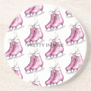 Dessous De Verre En Grès Patins de glace rose