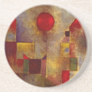 Dessous De Verre En Grès Paul Klee Red Balloon Abstrait Coloré Art 