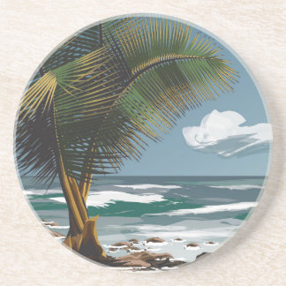 Dessous De Verre En Grès Paume et plage